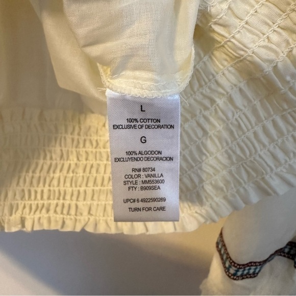 Miley Cyrus Sheer Blouse Elastic Neck Cuffs Waist Embroidered V-neck Tie Size L - Picture 9 of 14